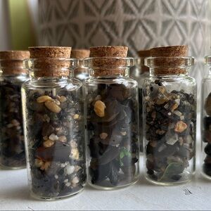 One Miniature‎ Glass Bottle Filled with Maine Beach Pebbles and Sea Glass